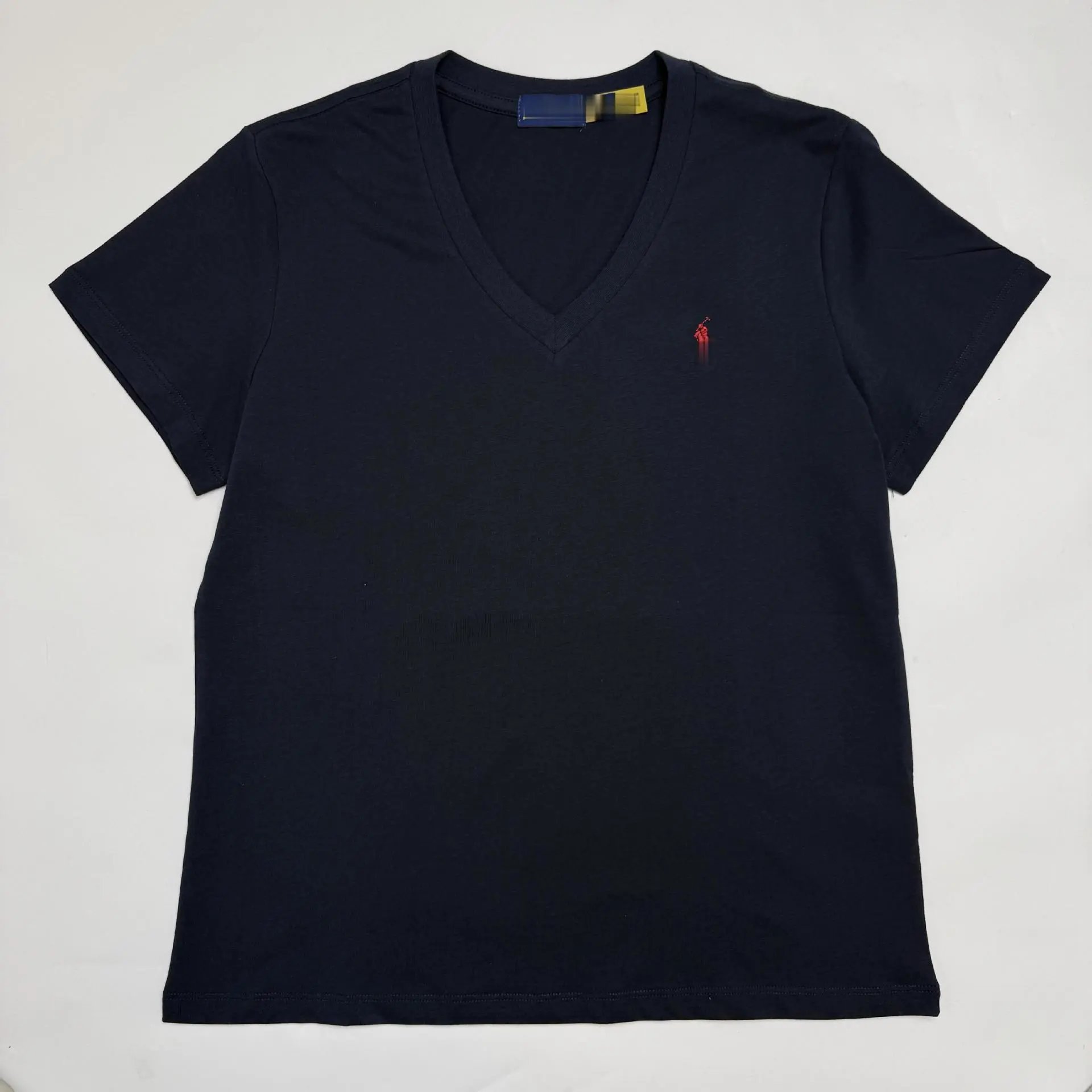 Classic Logo Chest Cotton T-Shirt Women V-Neck Short Sleeve photo 6