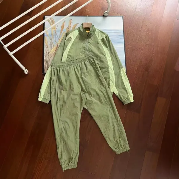 Design Windbreaker and Jogger Set Olive Green with Lime Accents Tracksuit - 10