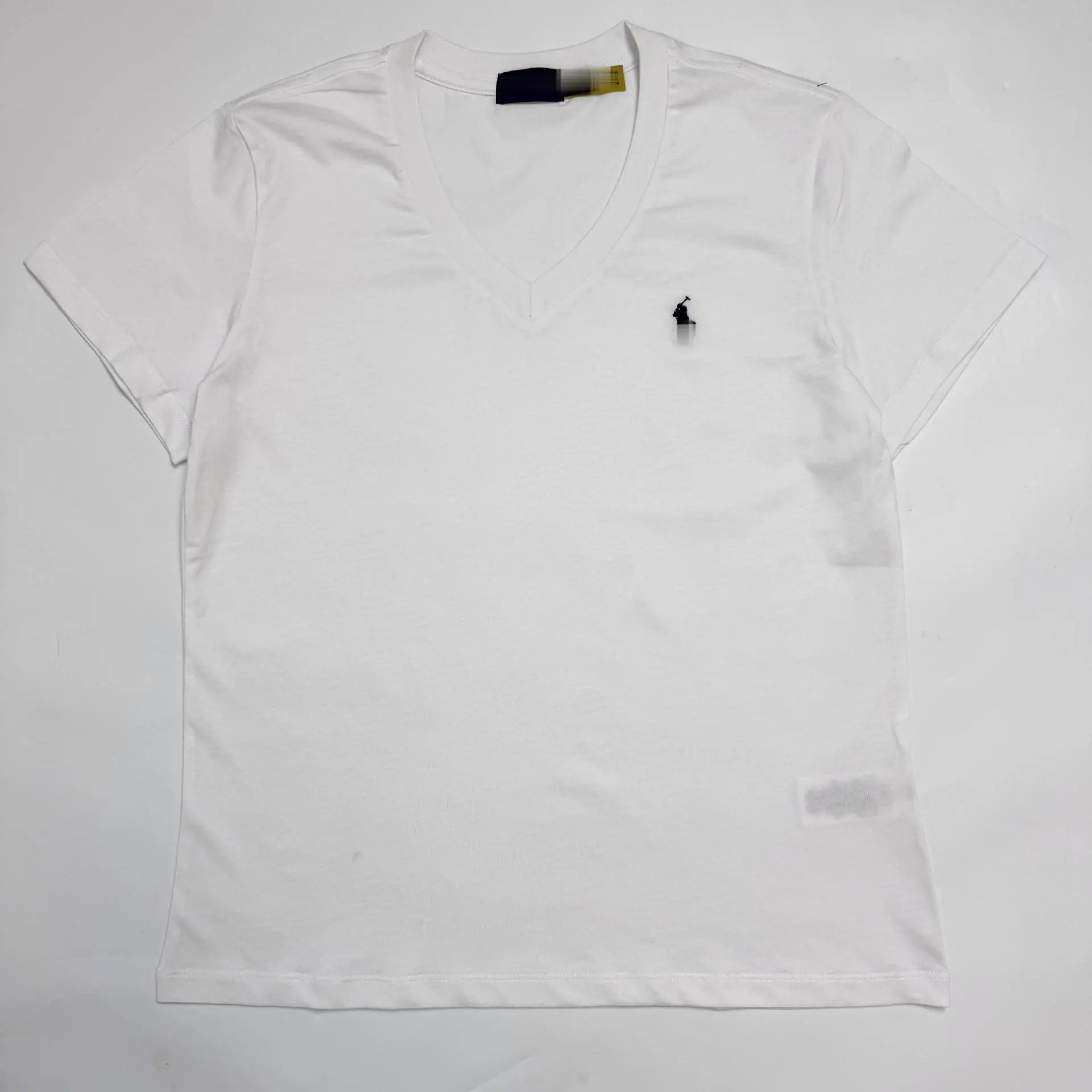 Classic Logo Chest Cotton T-Shirt Women V-Neck Short Sleeve photo 3