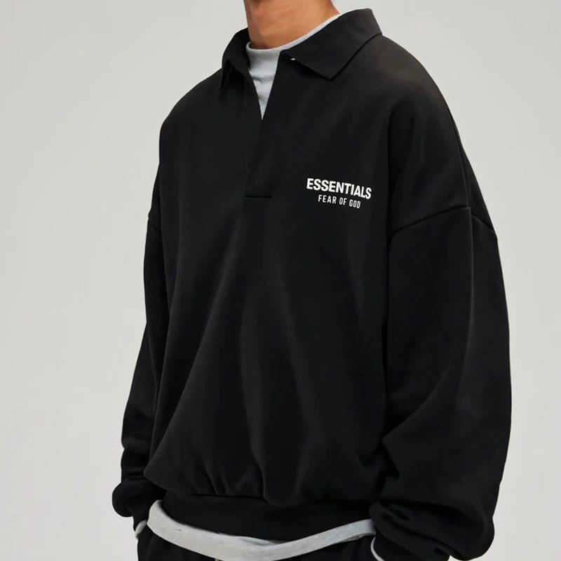Letter Print Polo Neck Sweatshirt photo 2