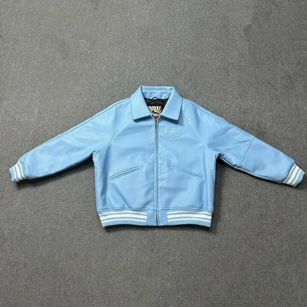 Adidas Originals Bomber Jacket Light Blue Leather-Style Jacket - 1