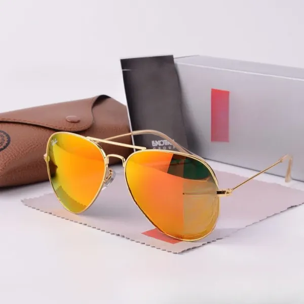 Ray-Ban Aviator Gold Frame Orange Mirror Sunglasses - 1