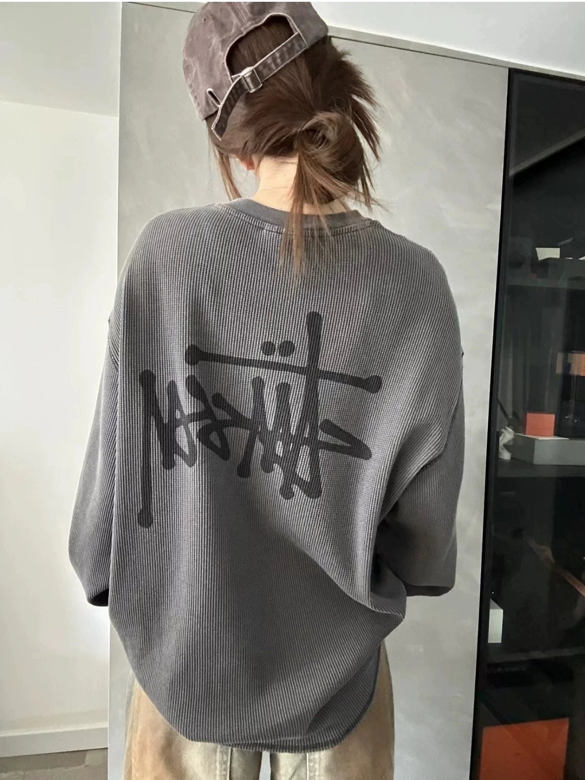 Stussy Waffle Thermal Long Sleeve Top in Desert Camo and Charcoal Base Layer product detail 13 in Litbuy spreadsheet finds