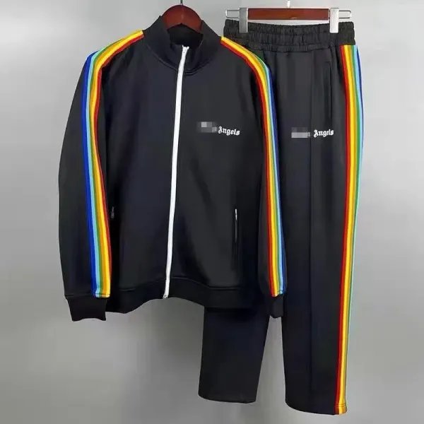 Design Track Suit Beige with White and Black Stripes Tracksuit - 14