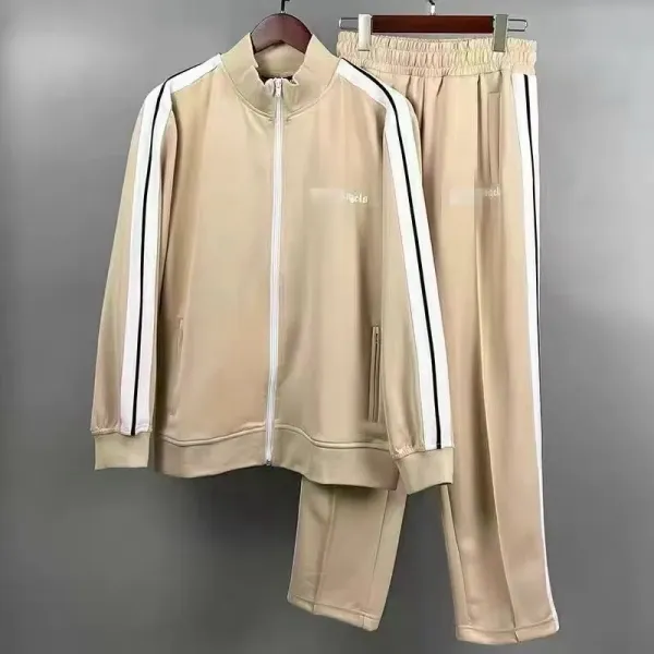 Design Track Suit Beige with White and Black Stripes Tracksuit - 1