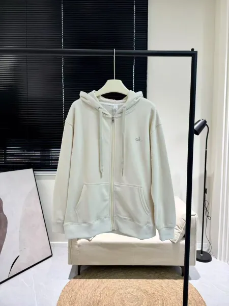 Alo Yoga Essential Zip-Up Hoodie Beige Hoodie - 1