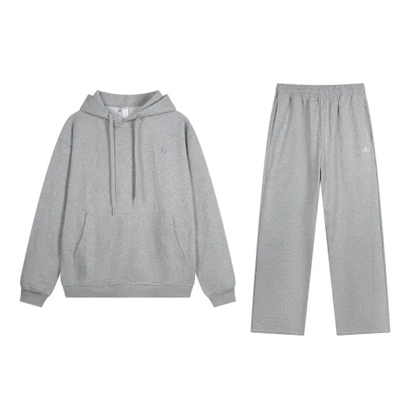 Cilo Oversized Zip-Up Hoodie and Wide-Leg Sweatpants Set Beige - 9