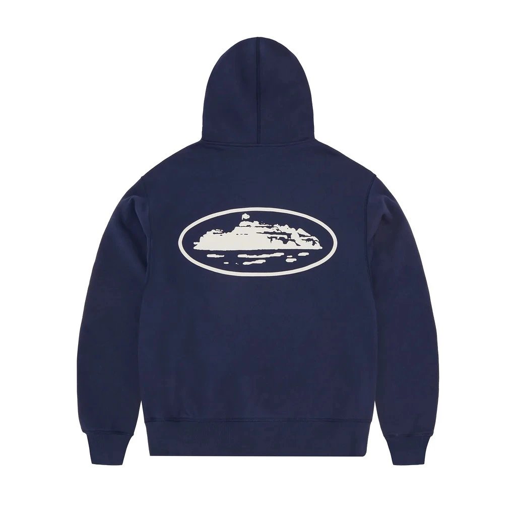 Navy Blue Hooded Zip-Up Sweatshirt and Matching Shorts Set