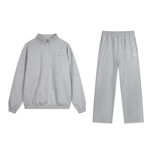 Cilo Oversized Zip-Up Hoodie and Wide-Leg Sweatpants Set Beige - 15