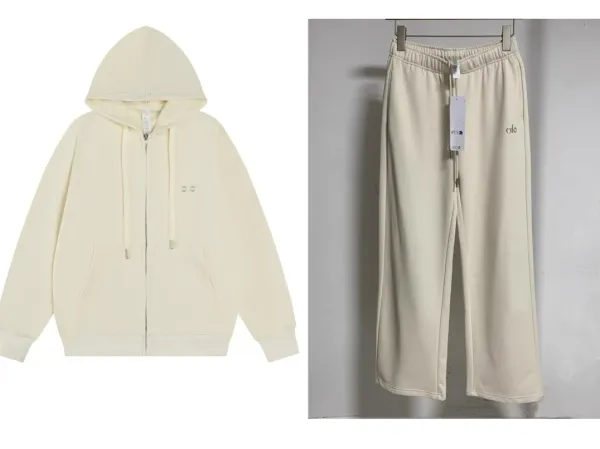 Cilo Oversized Zip-Up Hoodie and Wide-Leg Sweatpants Set Beige - 1