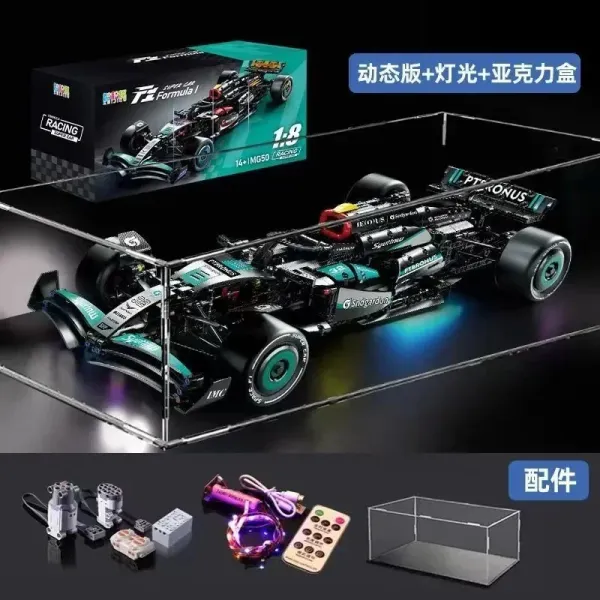 T2 Formula 1 Mercedes-AMG Petronas F1 Car 1:8 Scale Dynamic Light-Up Model with Acrylic Display Case - 1
