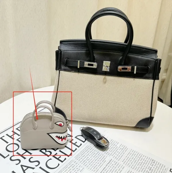Hermès Birkin Bag Beige Canvas with Black Leather Trim Handbag - 1