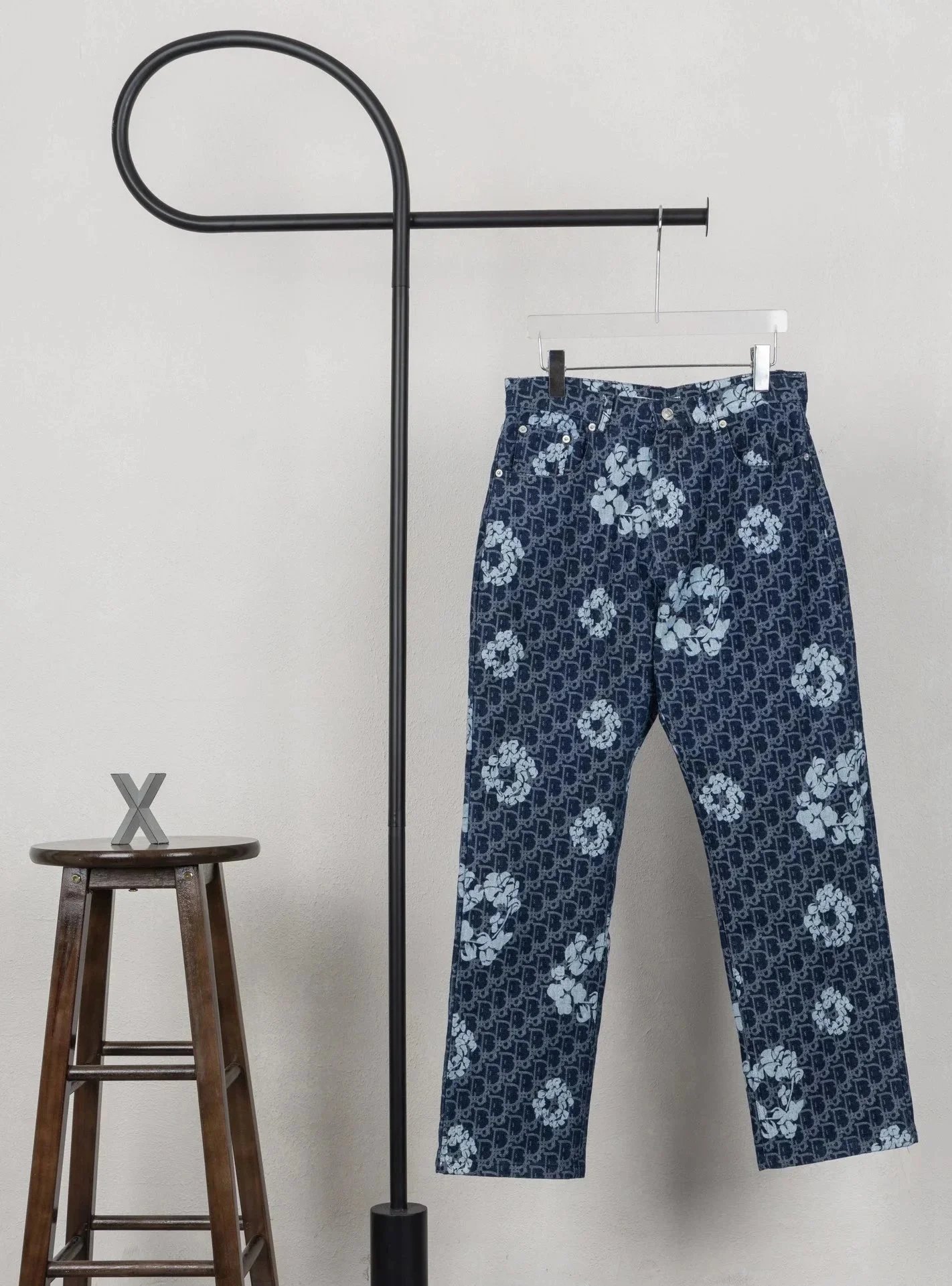 Dior Star-Embroidered Wide-Leg Jeans Light Blue - 3