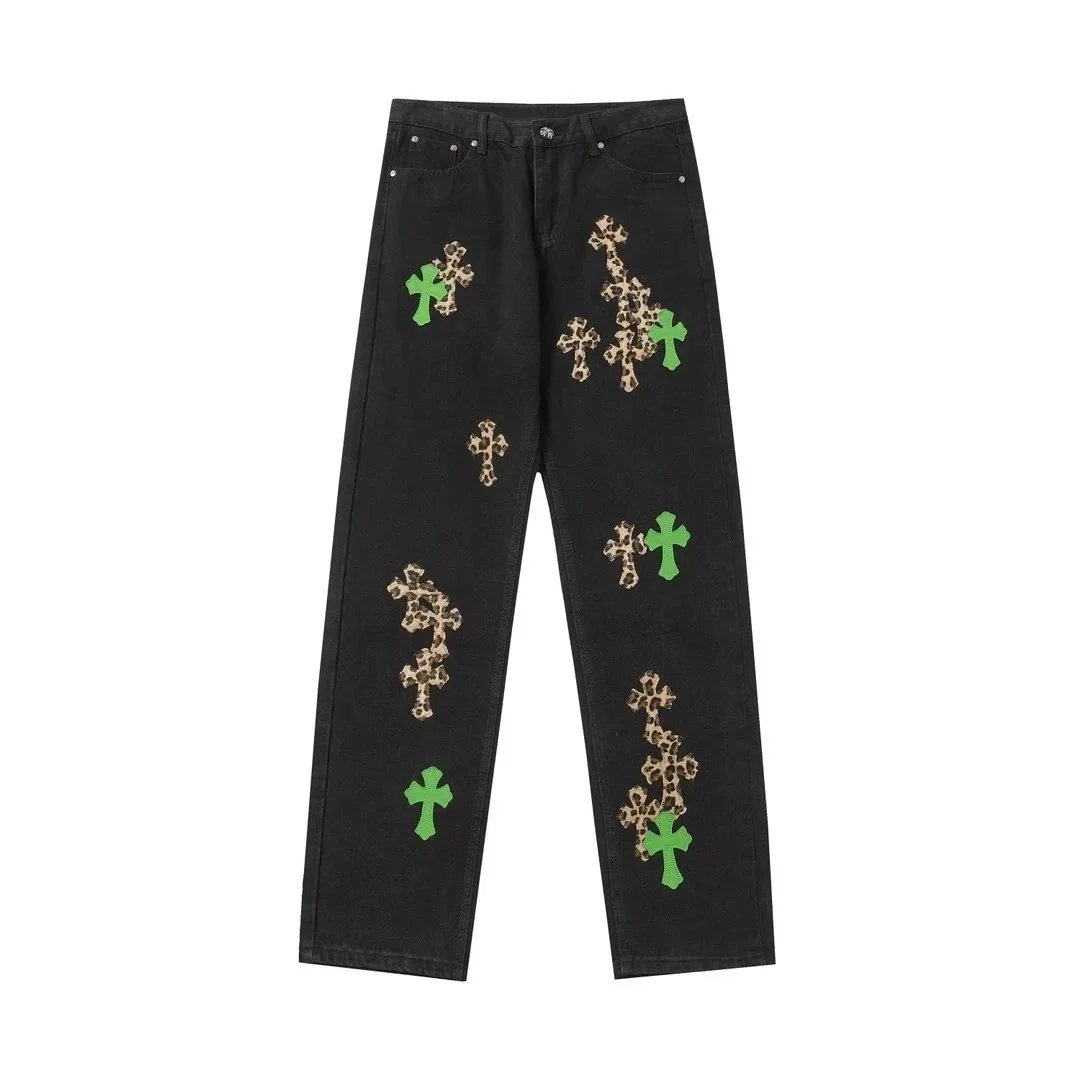 Chrome Hearts x Records White Leopard Cross Denim Jeans - 4