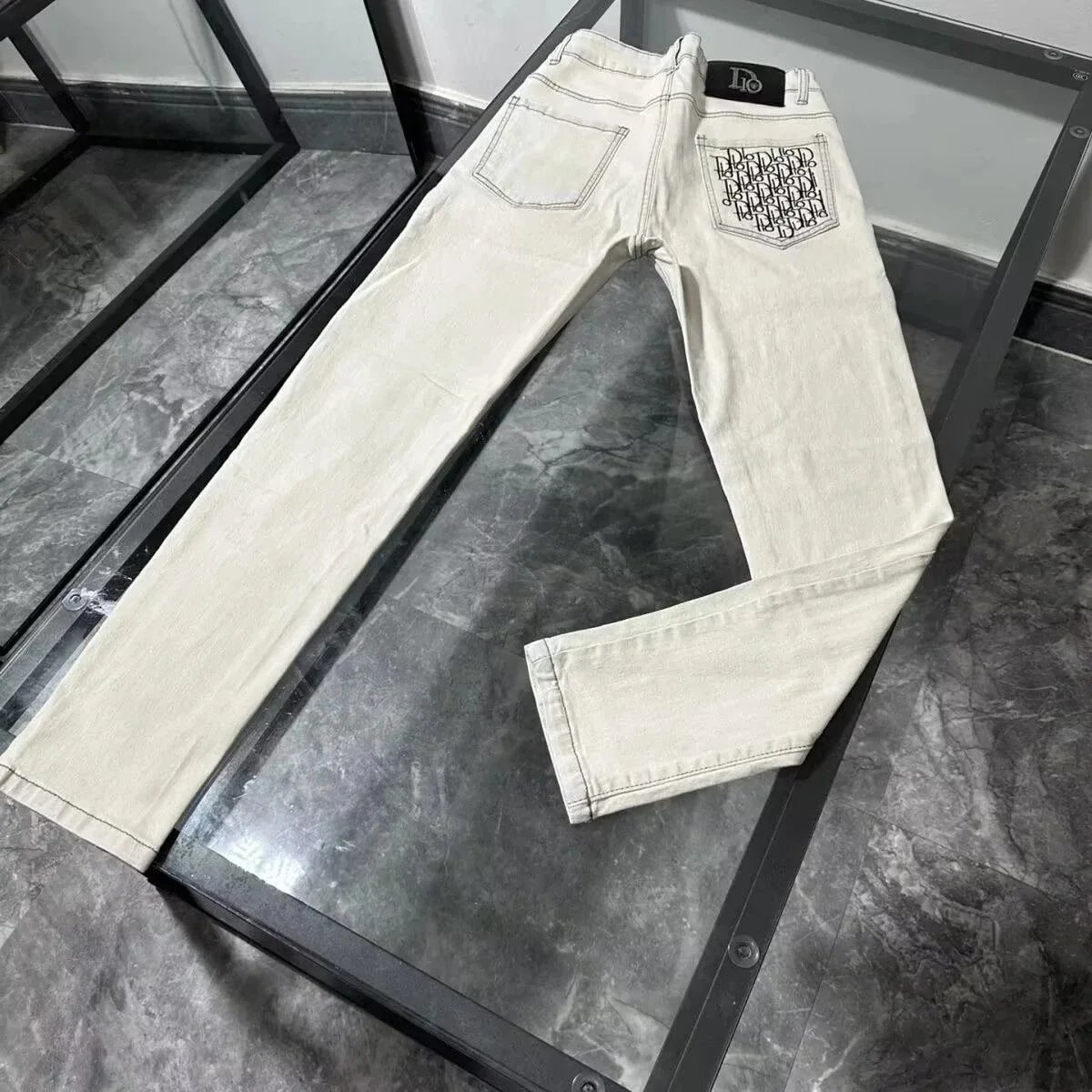 Dior Star-Embroidered Wide-Leg Jeans Light Blue - 11