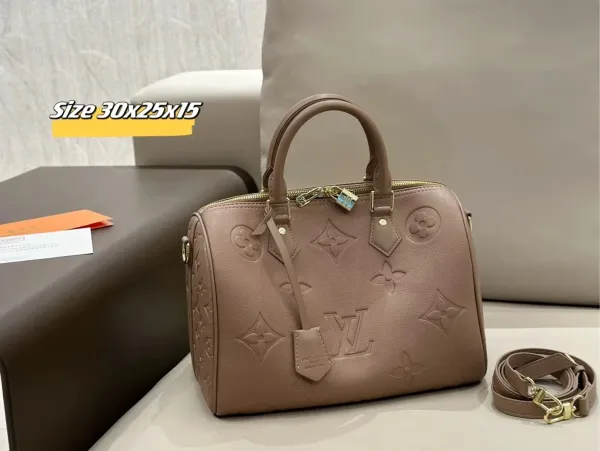 Louis Vuitton Speedy 30 Monogram Empreinte Taupe Handbag - 1