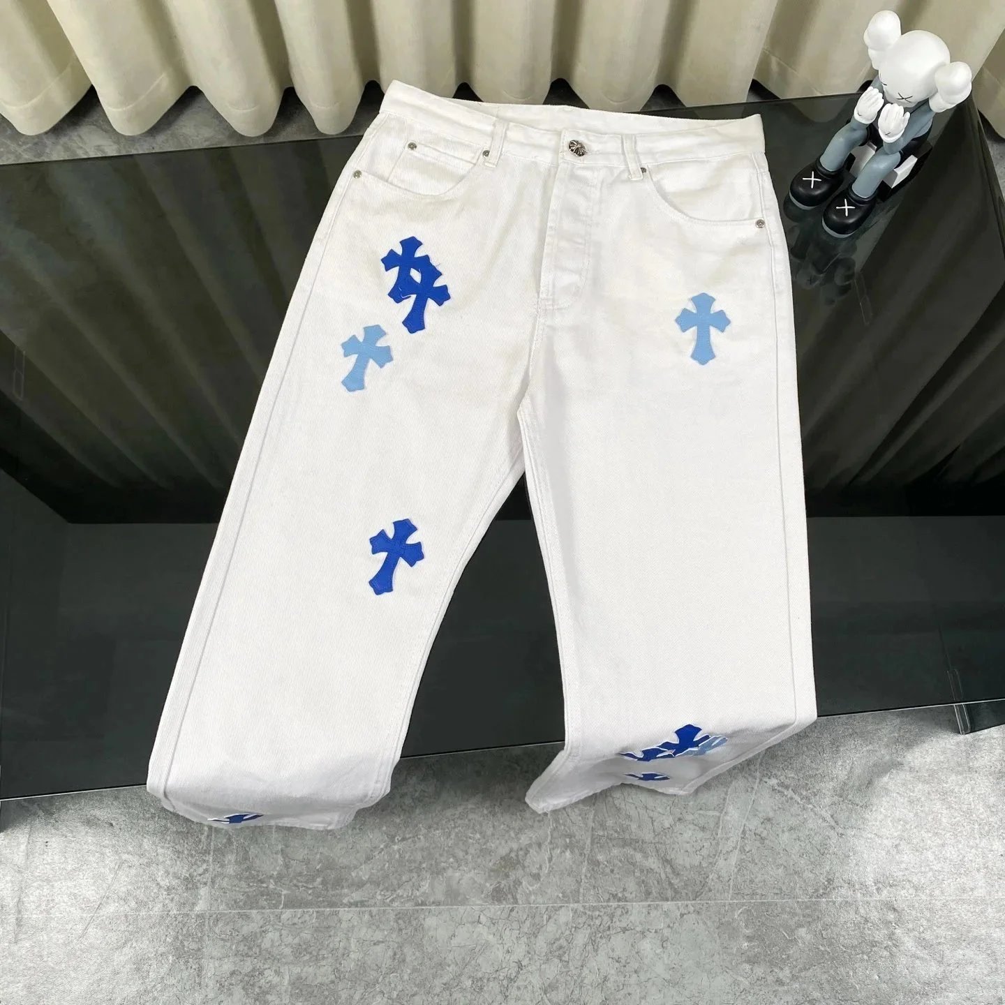 Chrome Hearts x Records White Leopard Cross Denim Jeans - 9