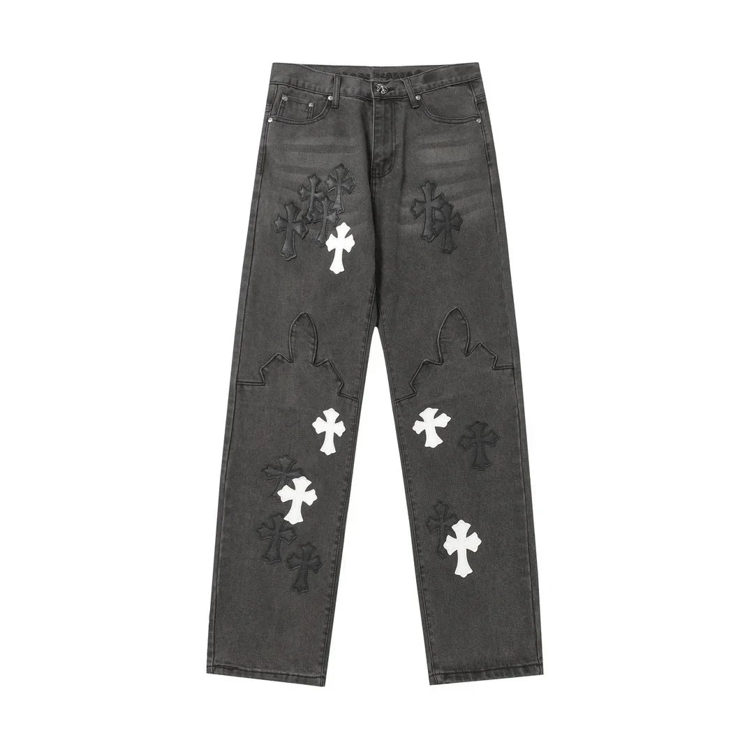 Chrome Hearts x Records White Leopard Cross Denim Jeans - 3