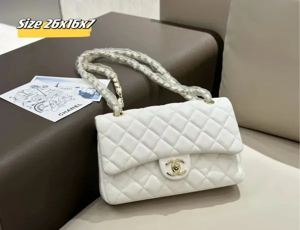 Chanel Classic Flap Bag White Quilted Leather Shoulder Bag - 1