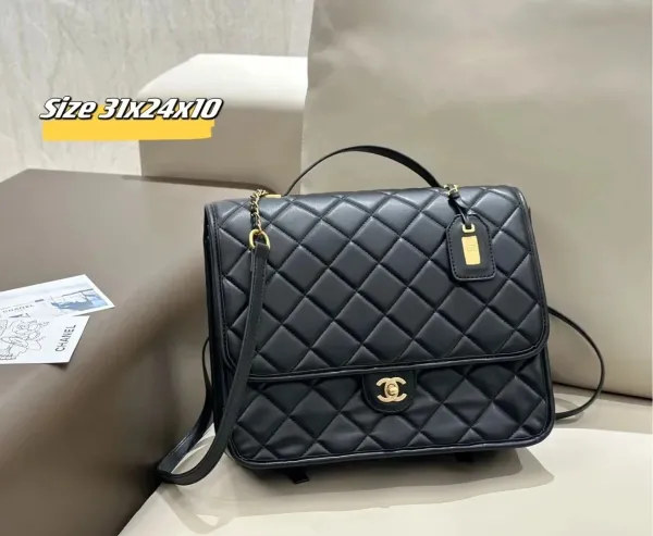Chanel Classic Flap Bag Black Quilted Leather Shoulder Bag - 1