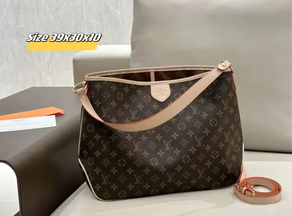 Louis Vuitton Monogram Canvas Neverfull MM Beige Trim Shoulder Bag - 1