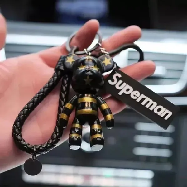 Medicom Toy Superman x Medicom Toy Bear Keychain Black Gold Star Accessories - 1