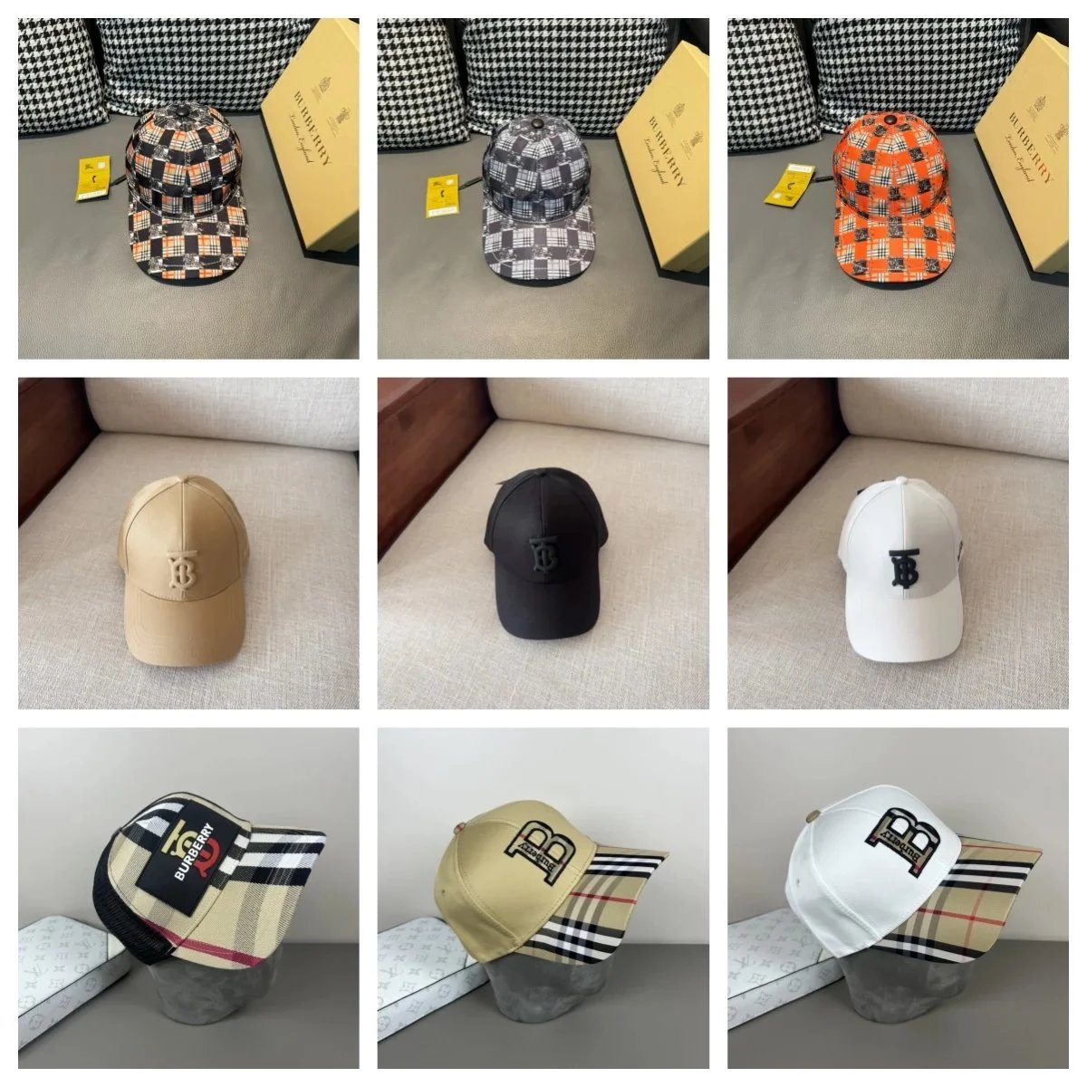 Burberry Check Print & Monogram Logo Cap