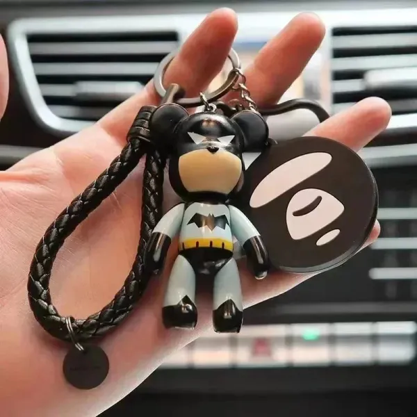A Bathing Ape x Batman Bear Keychain Black Multicolor Accessories Jewelry - 1