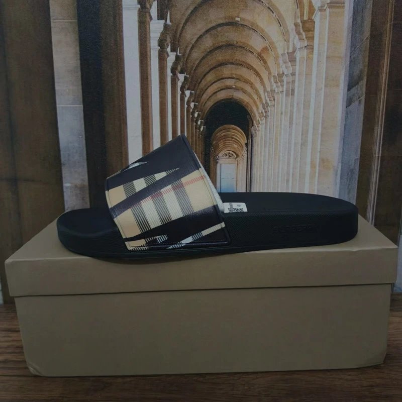 Burberry Check Slide Sandals Brown - 13