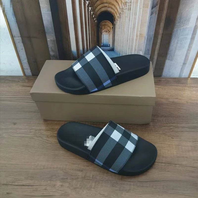 Burberry Check Slide Sandals Brown - 25