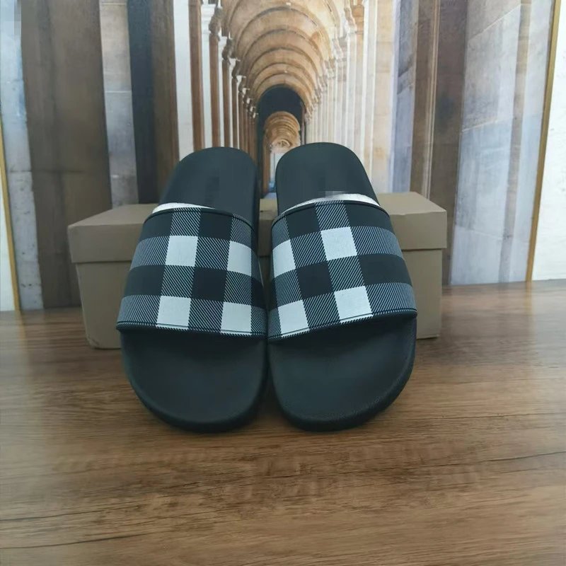 Burberry Check Slide Sandals Brown - 23