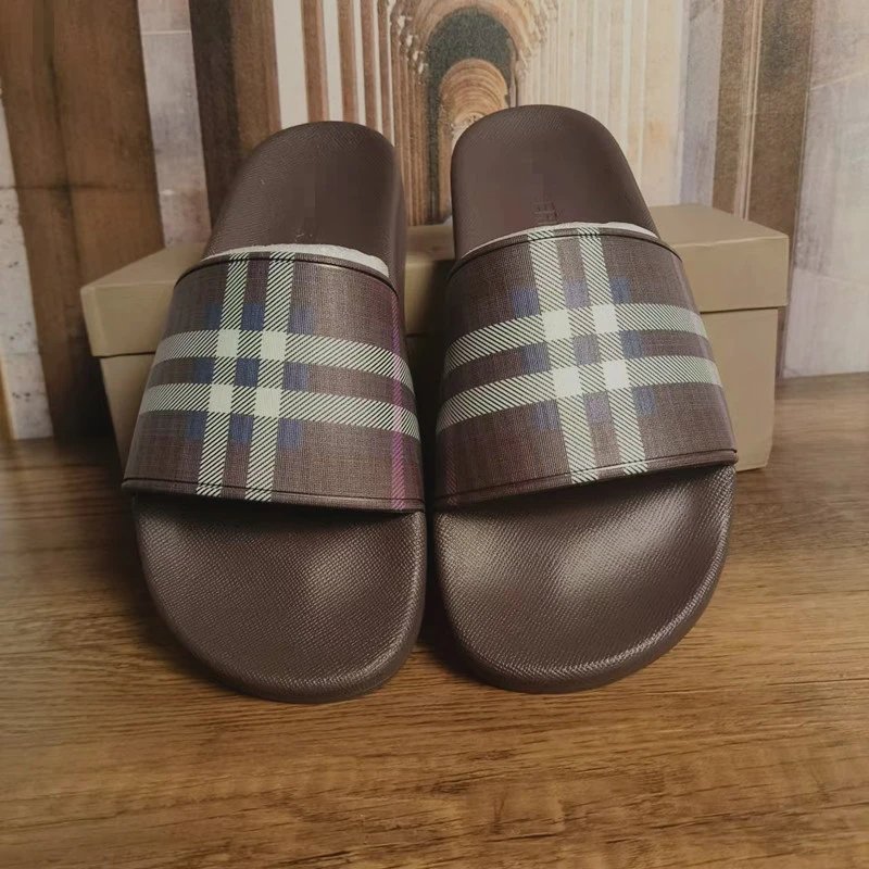 Burberry Check Slide Sandals Brown - 16