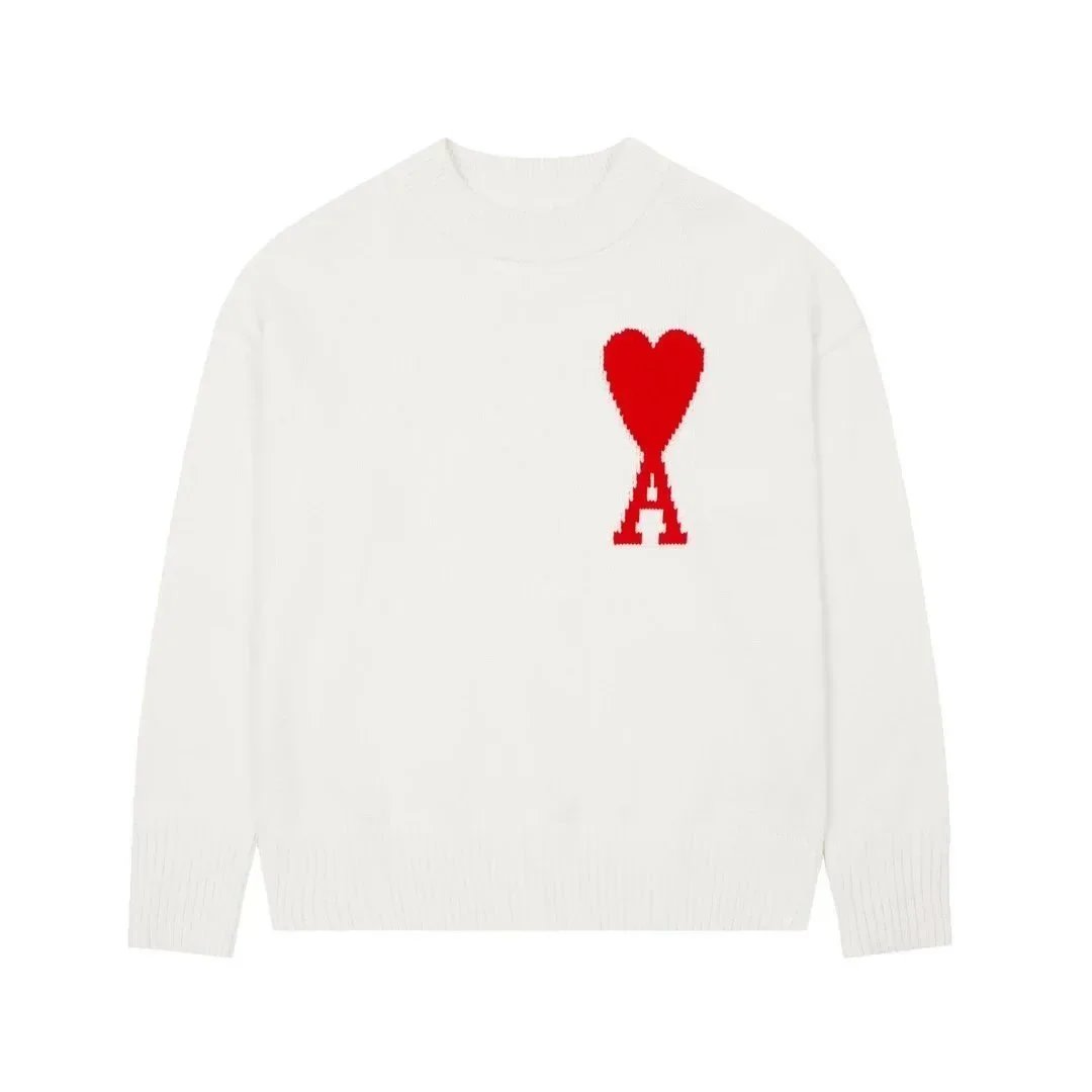 Ami Black Knit Sweater with Red Heart Logo product photo 2