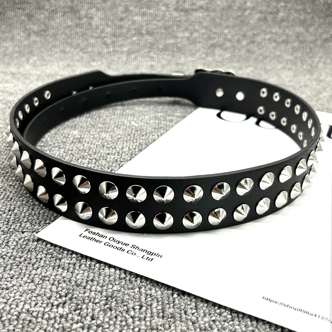 Philipp Plein Skull & Star Embossed Black Leather Belt - 34