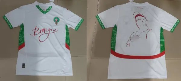 Design Morocco National Team Away Jersey White Green Red Jersey - 1