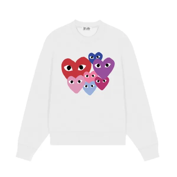 Comme des Garçons Play Heart Eyes Graphic White Sweatshirt Sweater - 1