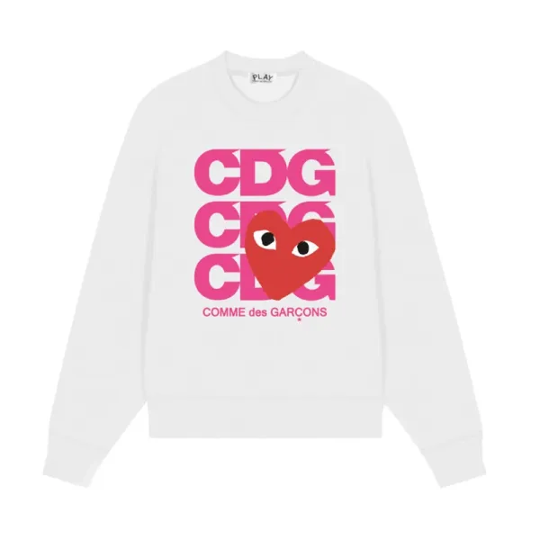 Comme des Garçons Play CDG Heart Logo White Hoodie - 1