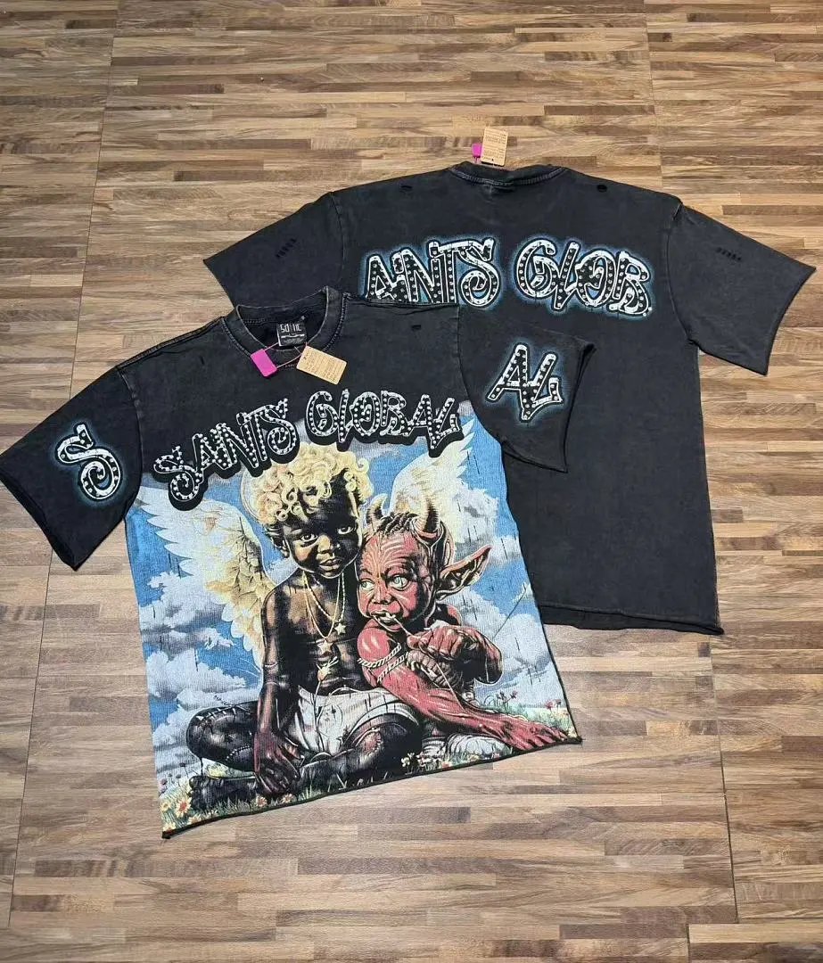 Saints Global T-Shirts Rhinestone Graphic T-Shirt — S7111 Black