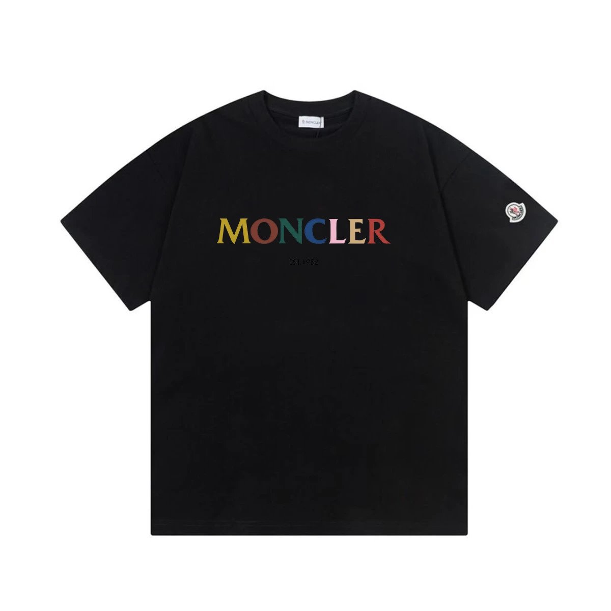 Moncler T-Shirts Short-Sleeve Graphic Print — M 2032 Black