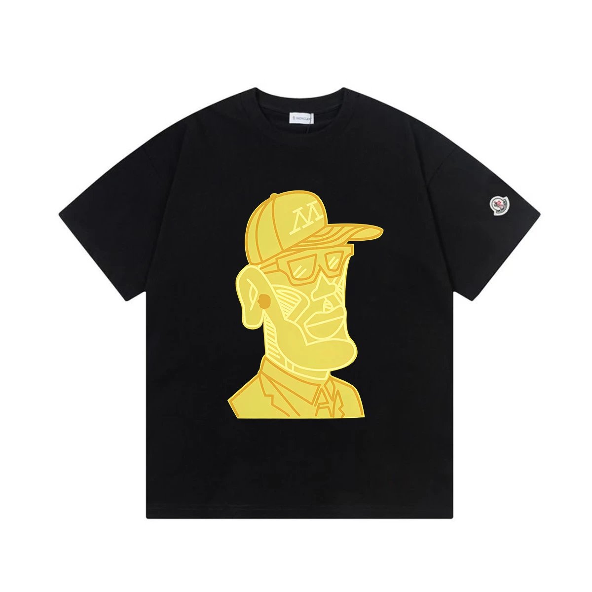 Moncler T-Shirts Short-Sleeve Graphic Print — M 2035 Black
