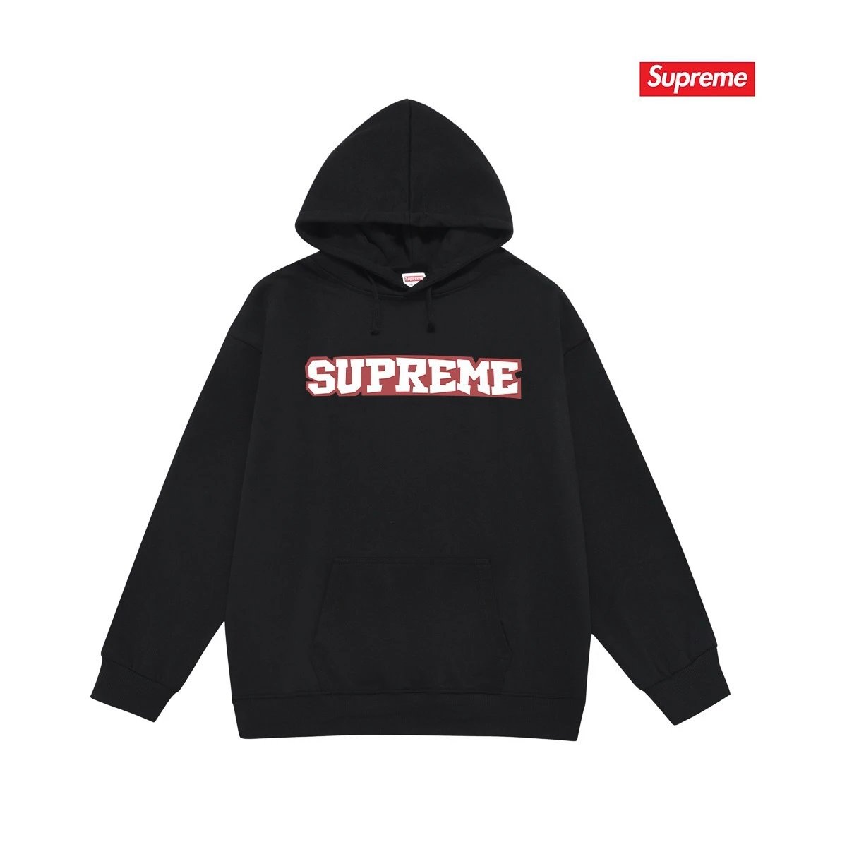 Supreme Hoodies & Sweatshirts Fleece-Lined Graphic Pullover Hoodie — 2230 Black with fleece lining