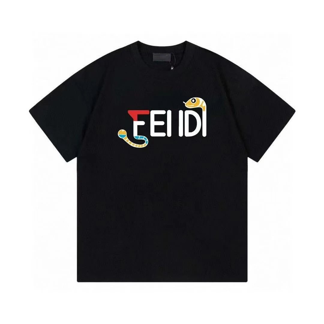 Fendi T-Shirts Short-Sleeve Logo Print — F56