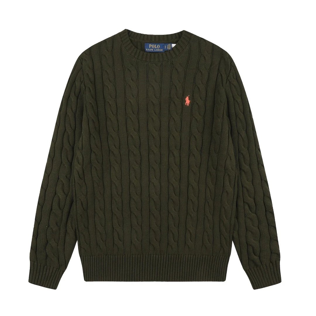 Polo Ralph Lauren Knitwear DS012 cable-knit crewneck sweater with embroidered pony logo — DS 012 Olive green