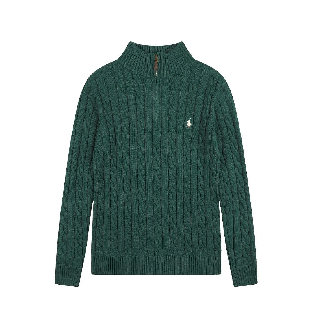Polo Ralph Lauren Knitwear Cable-Knit Quarter-Zip Sweater — DS 014 Wood Green
