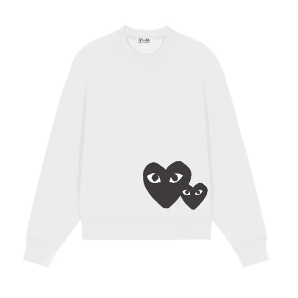 Comme des Garçons Play Heart Eyes White Sweatshirt Sweater - 1