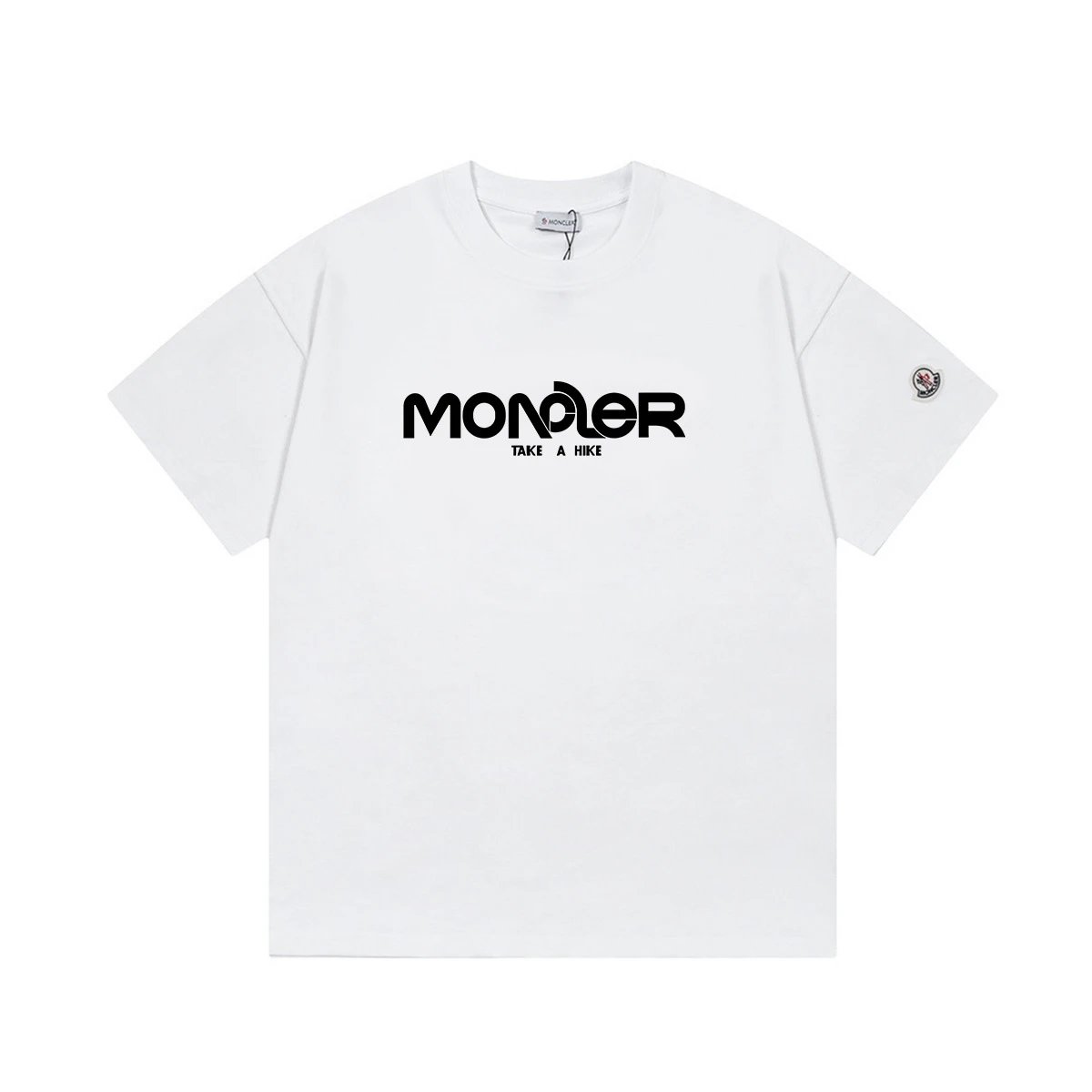 Moncler T-Shirts Short-Sleeve Graphic Print — M 2040 white