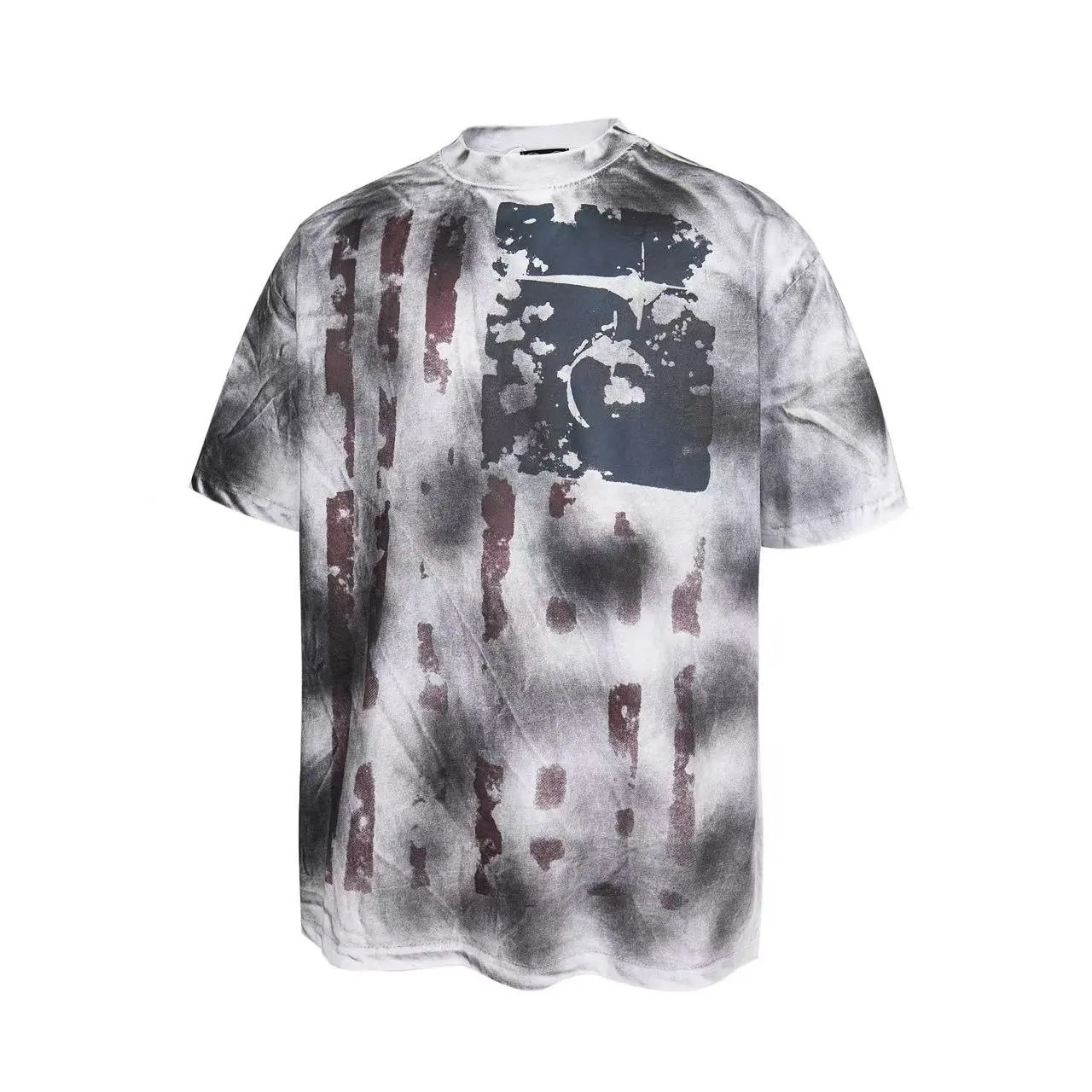 Unbranded T-Shirts Star and crescent moon graphic — Tie-dye gray