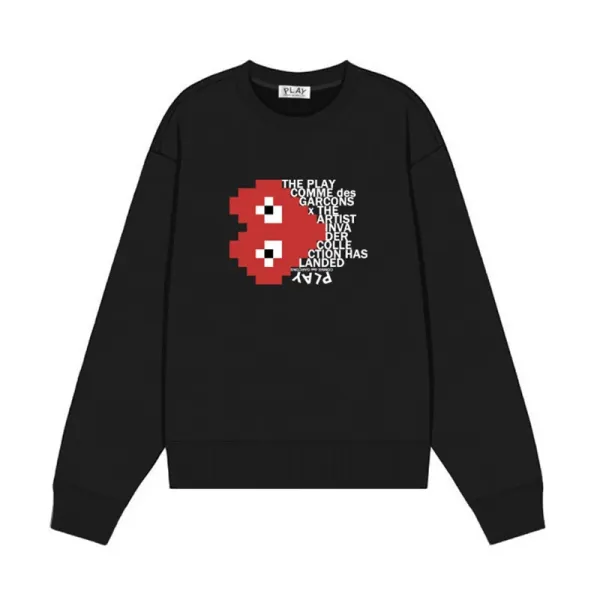 Comme des Garçons Play Pixel Heart Black Sweatshirt Hoodie - 1