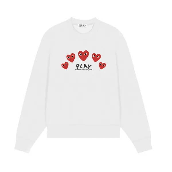 Comme des Garçons Play Heart Eyes White Sweatshirt Hoodie - 1