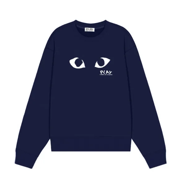 Comme des Garçons Play Eyes Logo Navy Sweatshirt Hoodie - 1